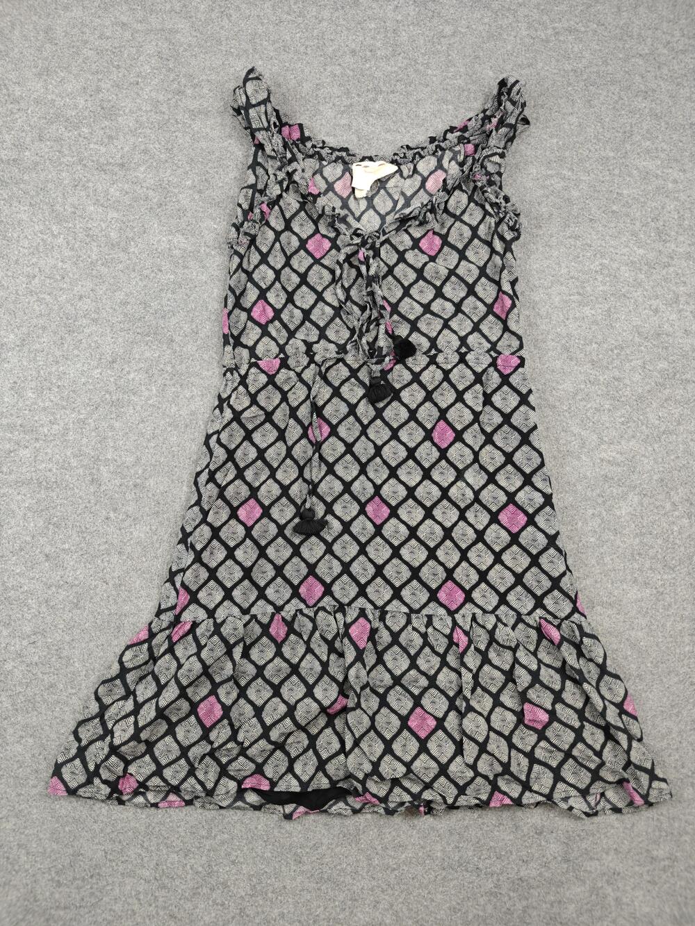 Figue Dress Womens XS Black Sundress V-Neck Strappy Lined Ruffle Rayon
